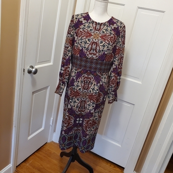 Chico's Medallion Print Sheath Dress Multicolored Size 8/10 = 1 - Picture 2 of 14
